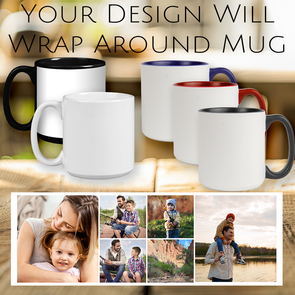 Jumbo 20 oz Ceramic Photo Mug — Collage of 6 Photos | Large Coffee Gift
