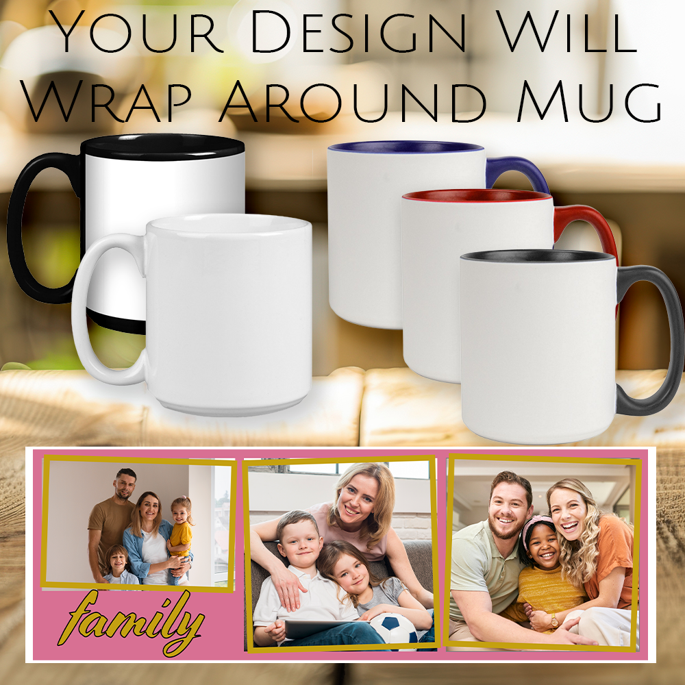 Jumbo 20 oz Photo Mug — 3 Framed Photos + Custom Text | Large Ceramic Gift