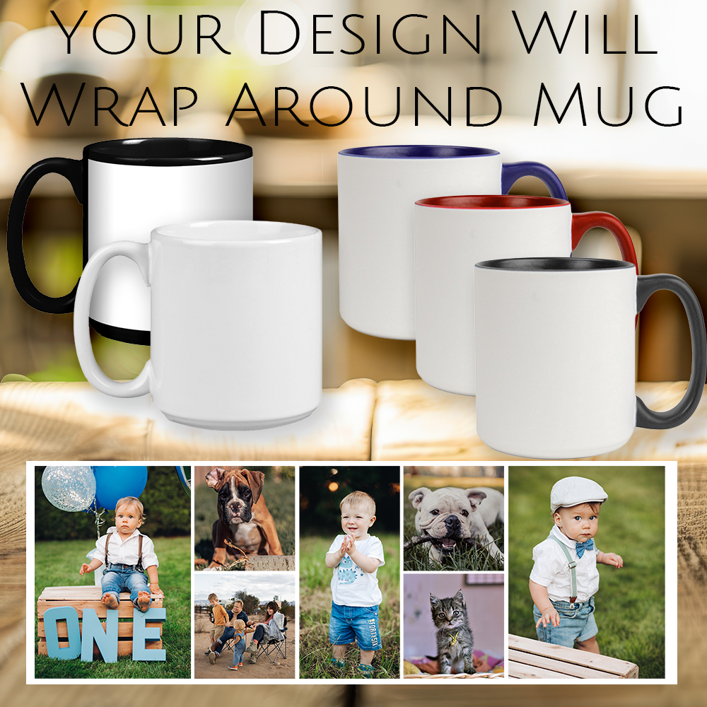 Jumbo 20 oz Photo Collage Mug — 7 Photos | Large Ceramic Coffee Gift