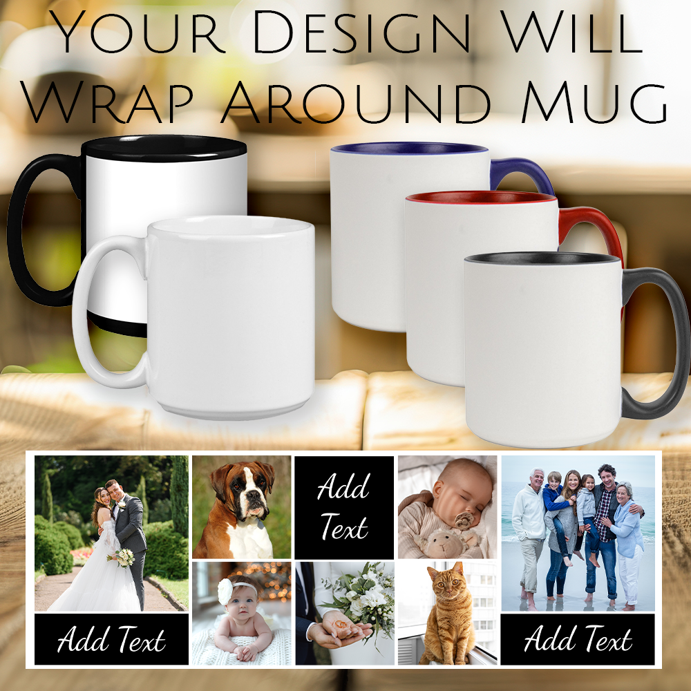 Custom Collage Jumbo Mug (20 ounce) with 7 Photos and Text Options- Personalized Mug