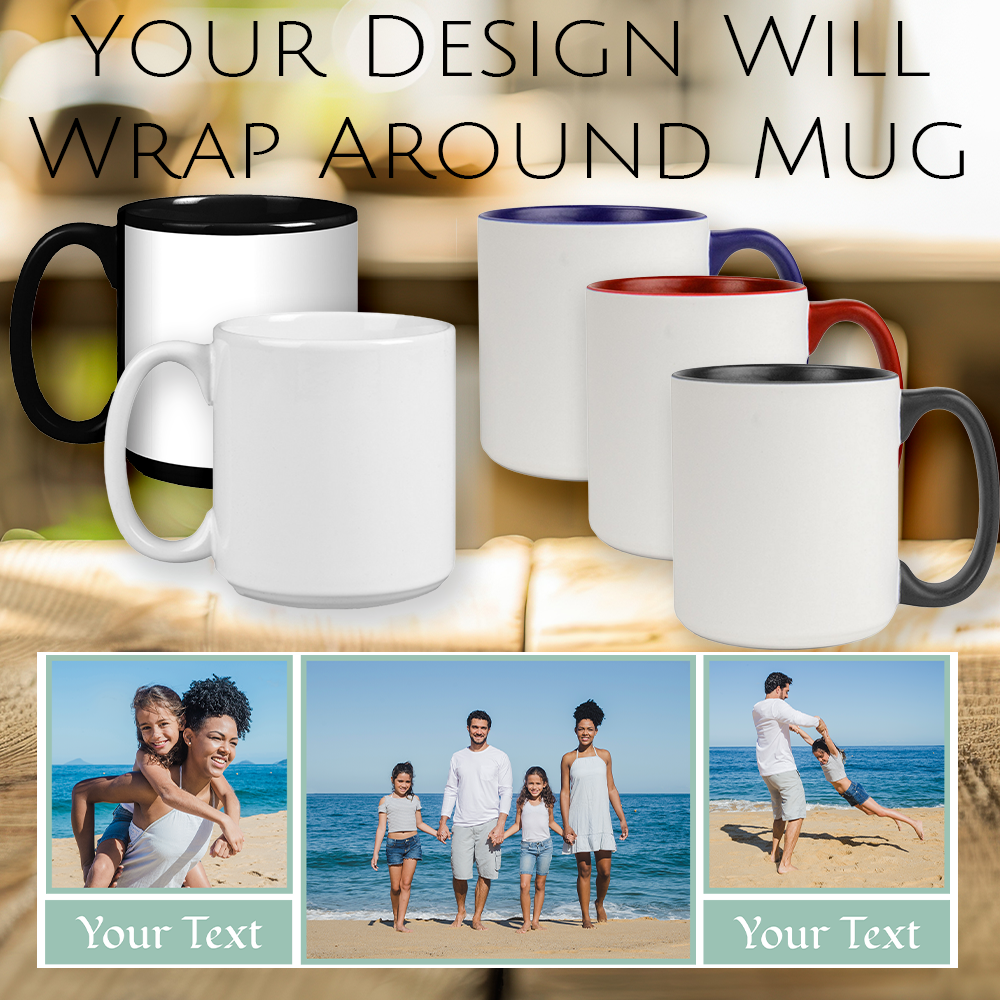 Custom Collage Jumbo Mug (20 ounce) Bright Day - 3 Images and 2 Text Areas