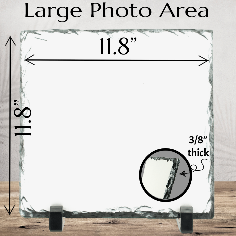 Large Personalized Photo Slate - 12x12" Natural Stone Picture Keepsake
