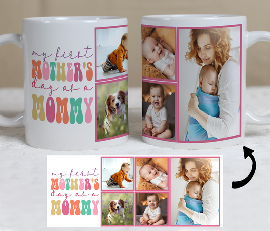 Custom Photo Mug - Love for Mom (5 Images and Icon Message)