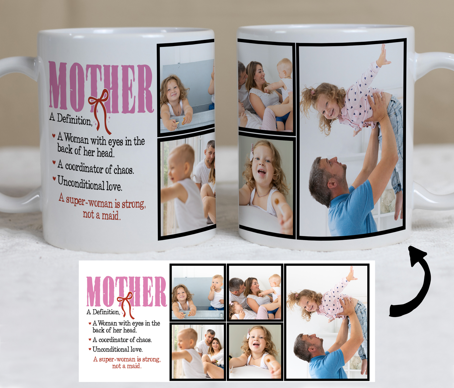 Custom Photo Mug - Love for Mom (5 Images and Icon Message)