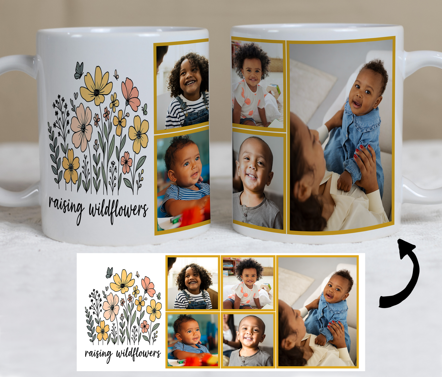 Custom Photo Mug - Love for Mom (5 Images and Icon Message)