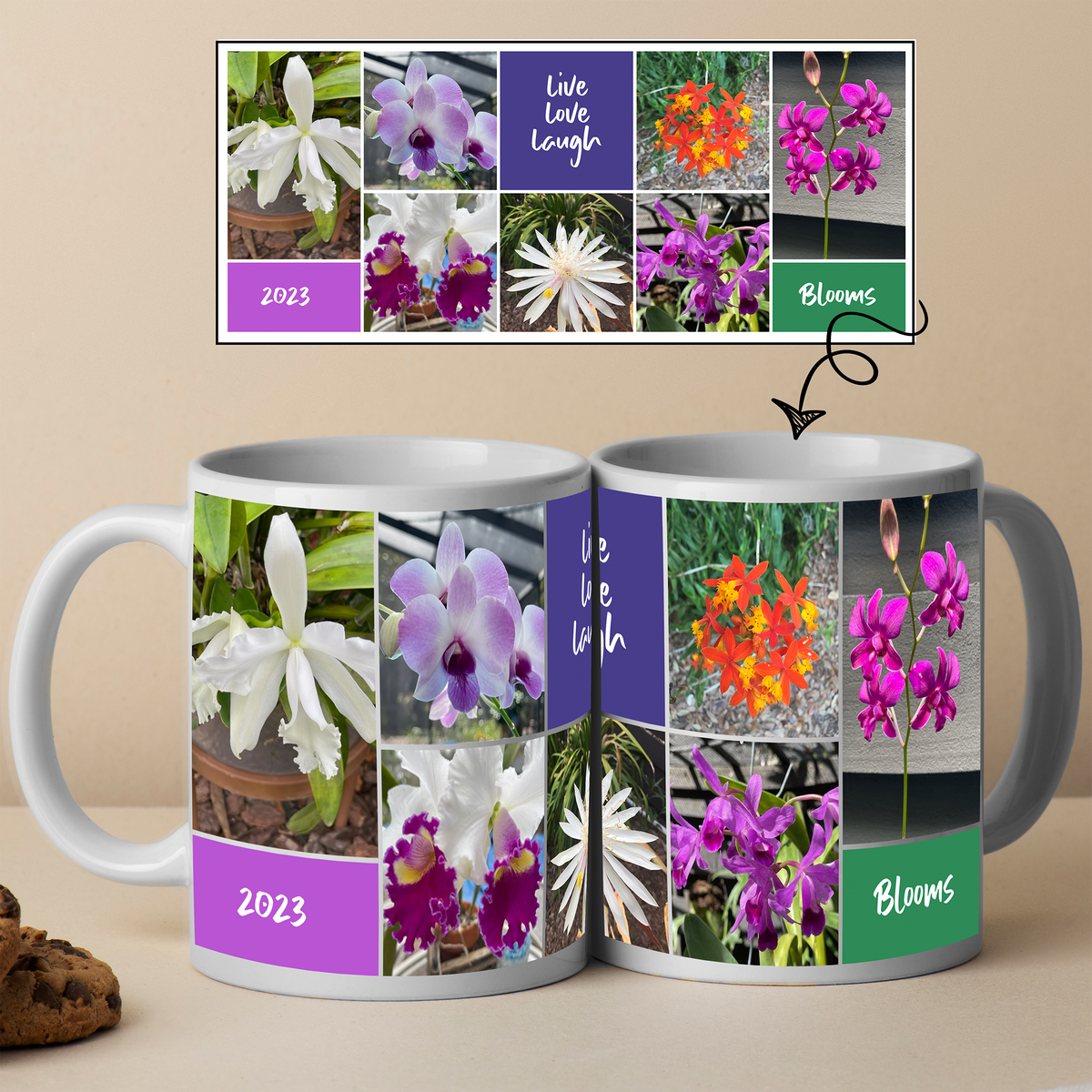 7-Photo Family Coffee Mug + 3 Custom Messages — Personalized 11 & 15 oz