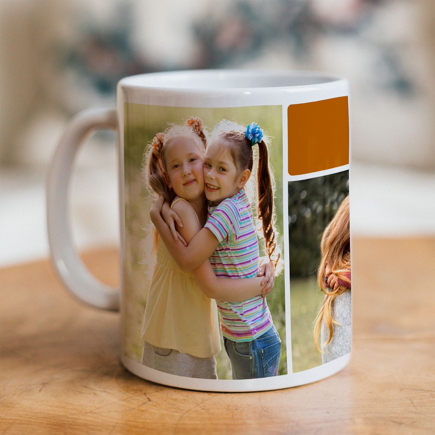 Custom Photo Mug - 3 Photos and 1 Colored Text Box