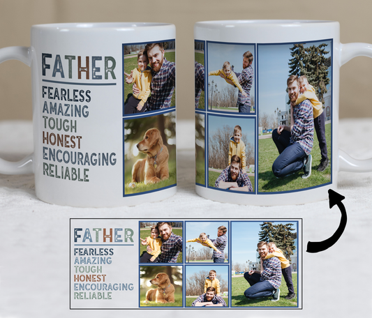 Custom Photo Mug - Love for Dad (5 Images and Icon Message)