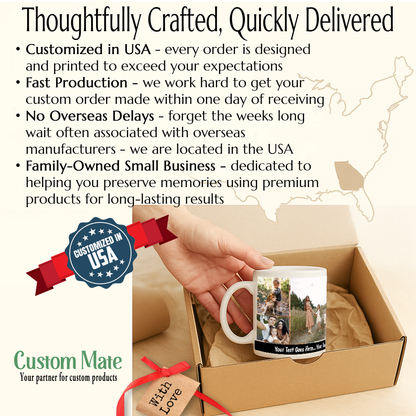 Personalized 2-Photo Coffee Mug with Custom Text – 11 oz & 15 oz Ceramic Gift