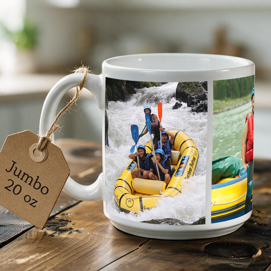 Jumbo 20 oz Personalized Ceramic Photo Mug – 3 Pictures, Large Coffee Gift