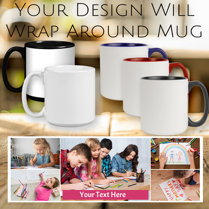 Jumbo 20 oz Ceramic Photo Mug — Collage of 5 Photos, 1 Text | Large Coffee Gift