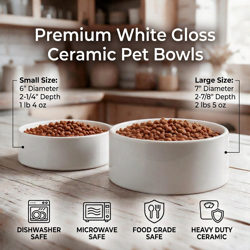 Ceramic Pet Bowl - Bowl Design # 8.   Heavy duty ceramic bowl available in two sizes.                              Custom Product.