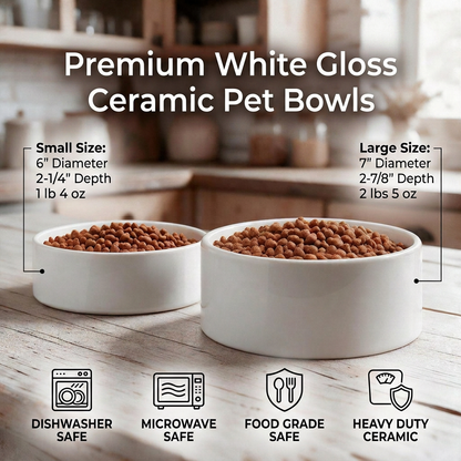 Ceramic Pet Bowl - Bowl Design # 8.   Heavy duty ceramic bowl available in two sizes.                              Custom Product.
