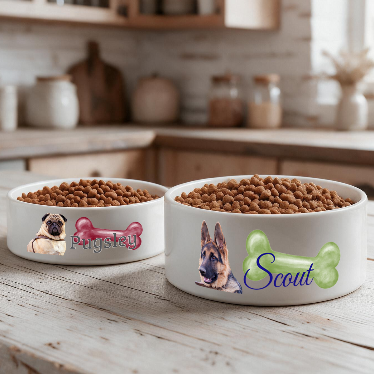 Ceramic Pet Bowl - Bowl Design # 8.   Heavy duty ceramic bowl available in two sizes.                              Custom Product.
