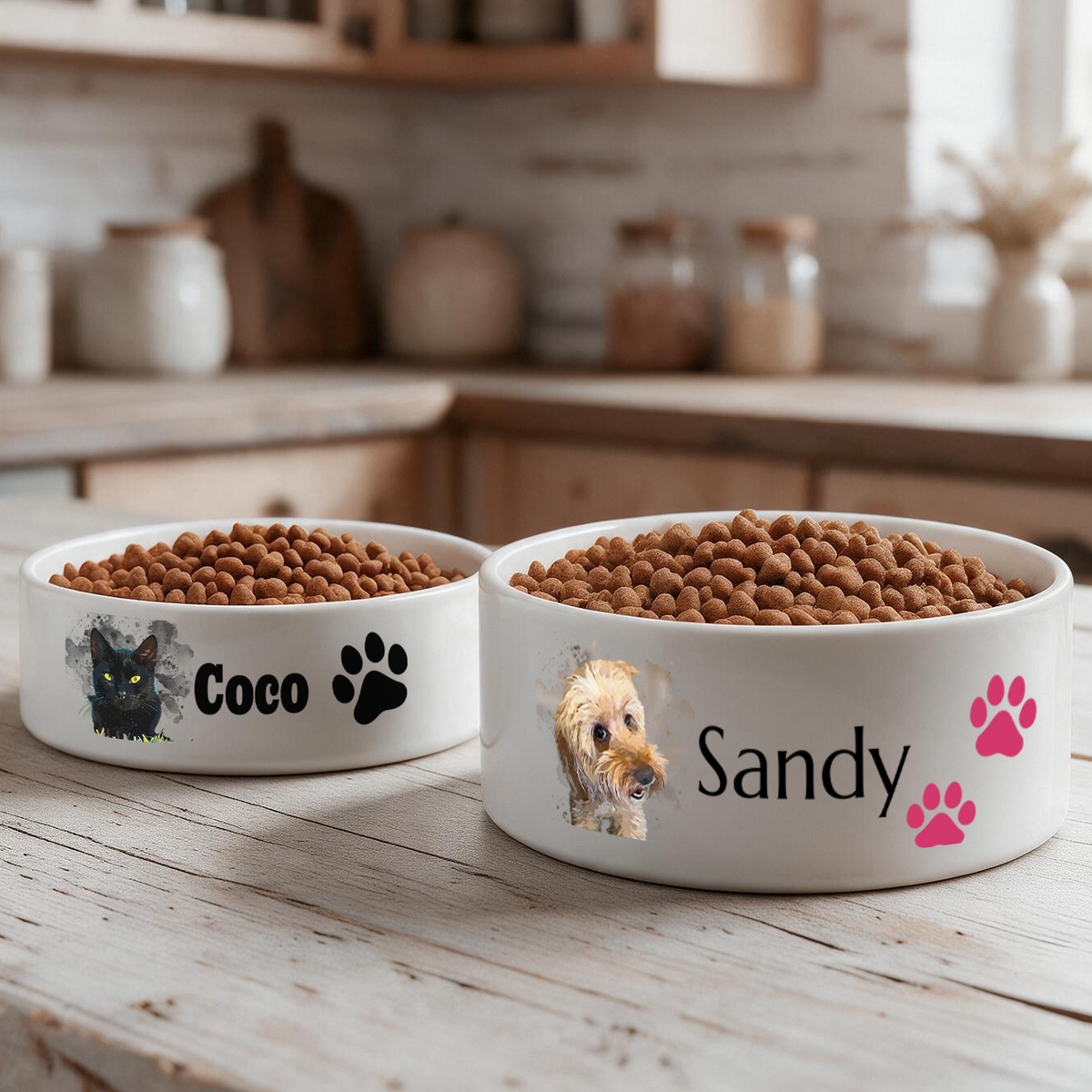 Ceramic Pet Bowl - Bowl 4 Watercolor Effect on Image