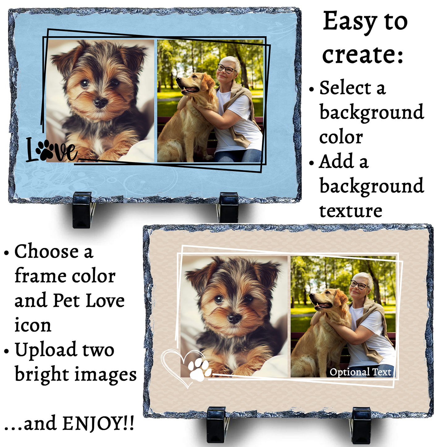 Personalized Photo Slate: 7.5" x 11.5" Landscape ~ Pet Love