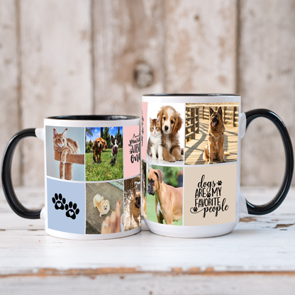 Pet Photo Coffee Mug — 7 Pet Pictures + 3 Pet Icons | Personalized 11 & 15 oz