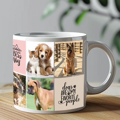 Pet Photo Coffee Mug — 7 Pet Pictures + 3 Pet Icons | Personalized 11 & 15 oz