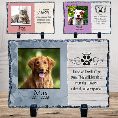 Large Pet Memorial Photo Slate – 7.5"x11.5" Personalized Dog & Cat Sympathy Gift