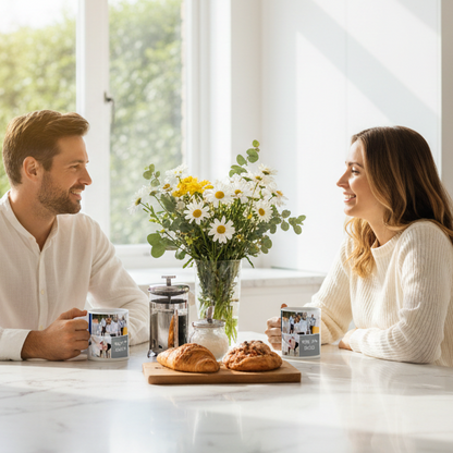5-Photo Coffee Mug + 3 Custom Messages — Personalized 11 & 15 oz Ceramic