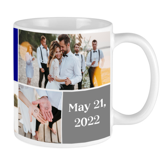 5-Photo Coffee Mug + 3 Custom Messages — Personalized 11 & 15 oz Ceramic