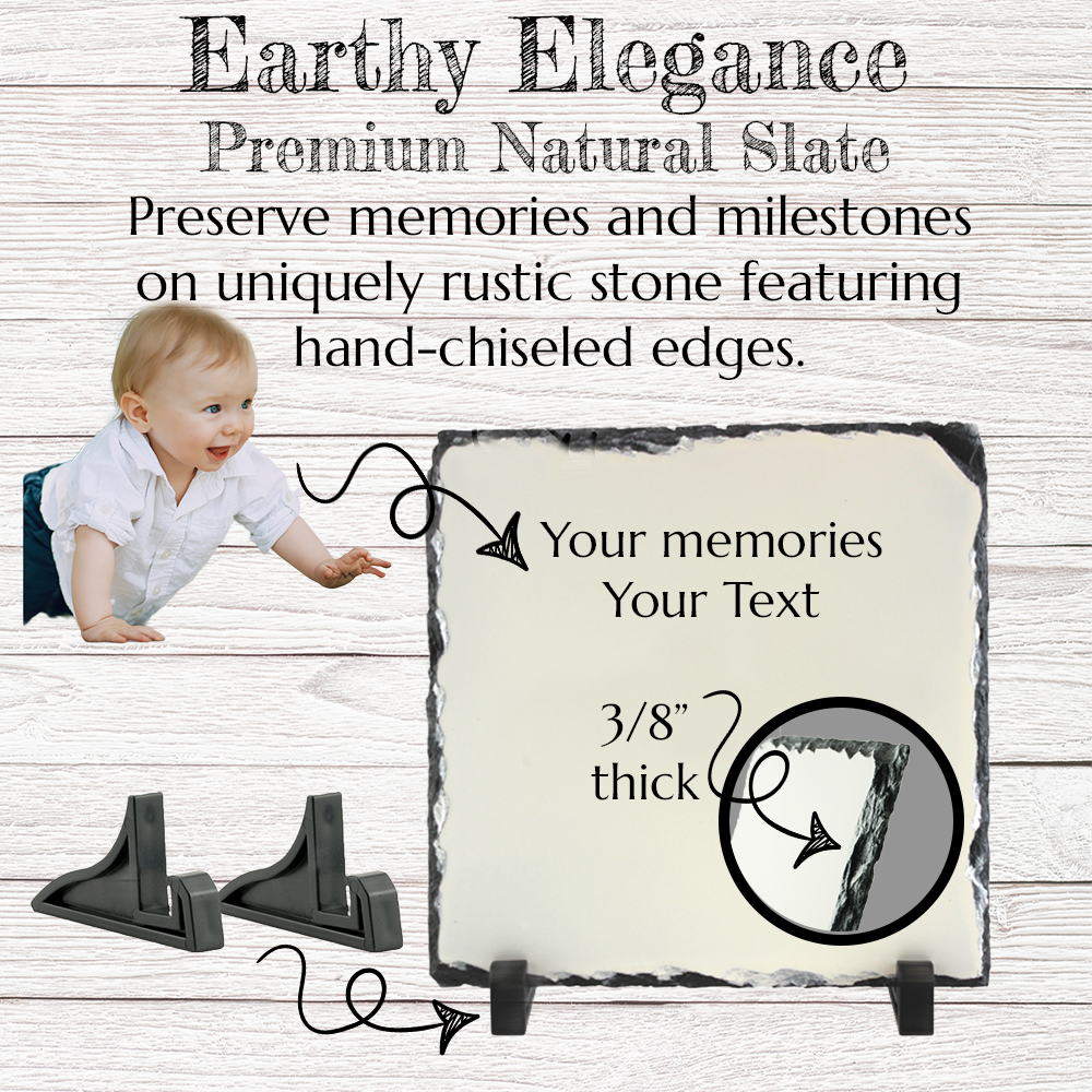 Personalized Photo Slate - Single Landscape Image 4.7" x 8.7" or 5.9" x 11.8"