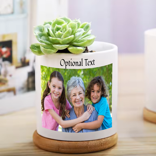 single photo full-wrap personalized ceramic flower pot