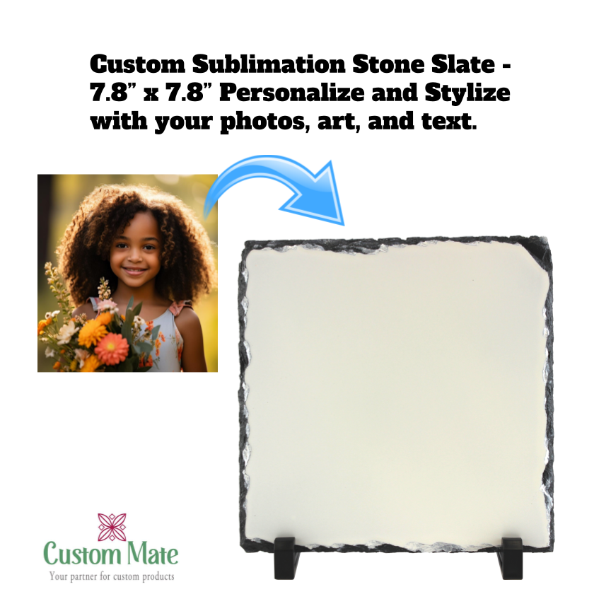 Personalized Photo Slate: 8x8 Classic Print with Optional Text and Borders