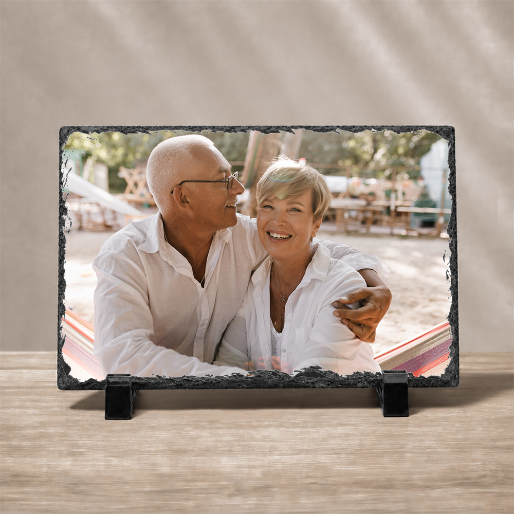 Small Personalized Photo Slate – 4x6" or 6x8" Landscape Stone Keepsake