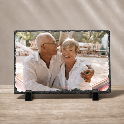 Small Personalized Photo Slate – 4x6" or 6x8" Landscape Stone Keepsake