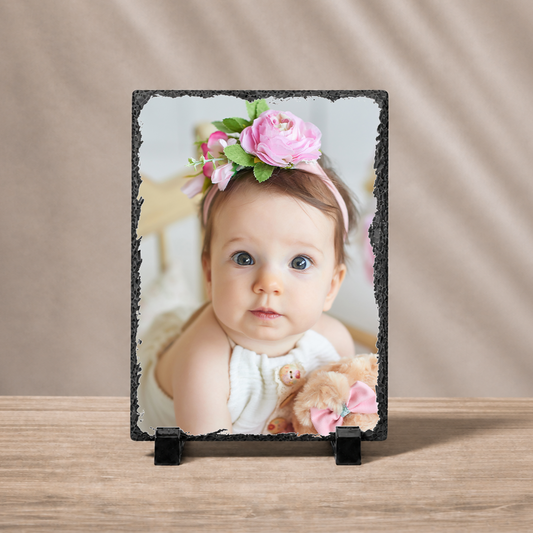 Small Personalized Photo Slate – 3.5"x5.5" or 5.5"x7.5" Portrait Stone Keepsake