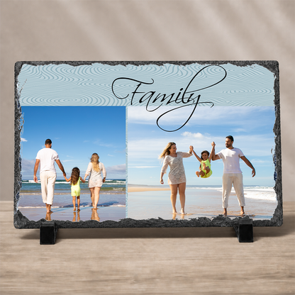 Large Personalized 2-Photo Slate with Custom Message – 7.5"x11.5" Stone Keepsake Gift