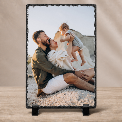 Large Personalized Photo Slate – 7.5"x11.5" Portrait Natural Stone Wall Art
