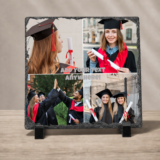 Personalized 4-Photo Collage Slate – Square  6x6", 8x8", 12x12"Custom Stone Picture Keepsake Gift