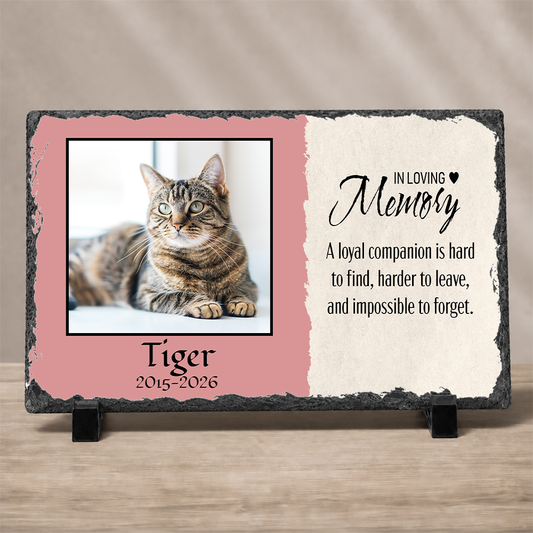 Large Pet Memorial Photo Slate – 7.5"x11.5" Personalized Dog & Cat Sympathy Gift