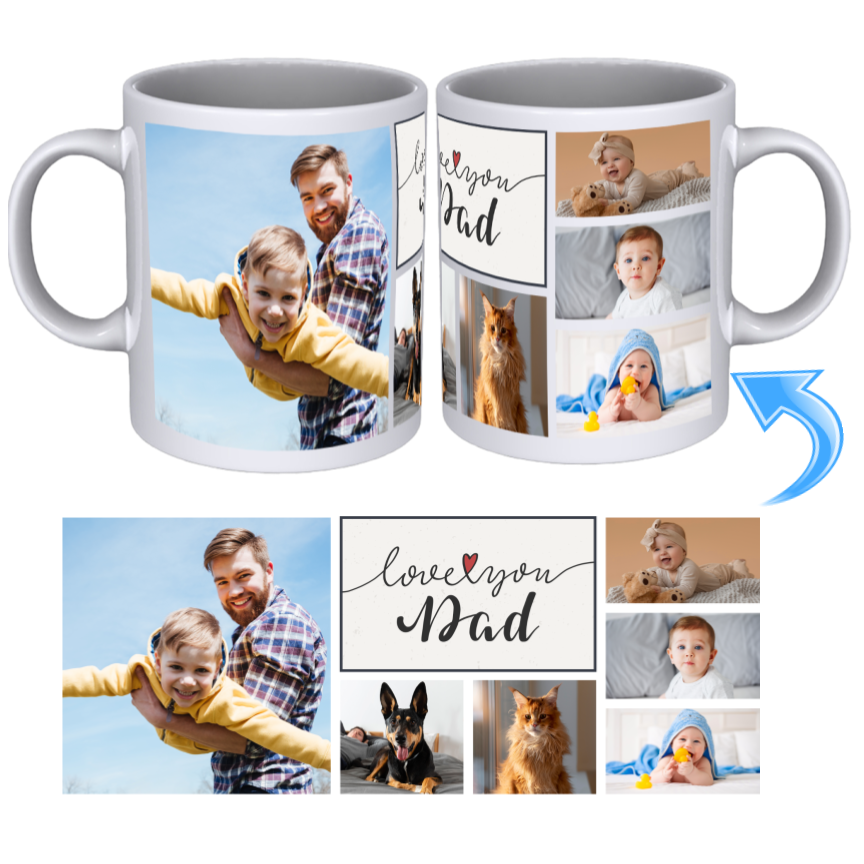 Custom Photo Mug - Wish for Dad (6 Images and Icon)