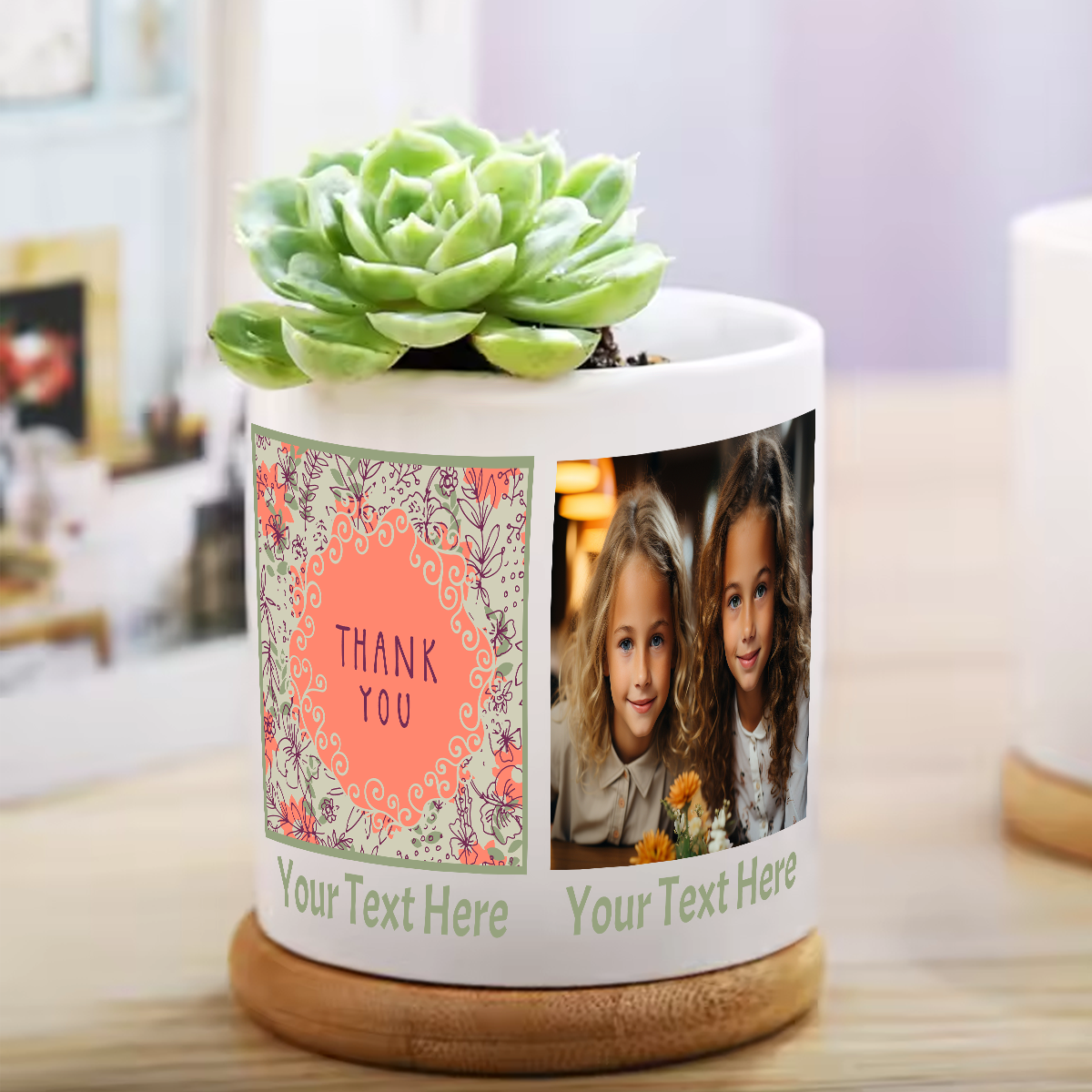 Personalized Custom Flower Pot: Positive Thoughts/Thank You