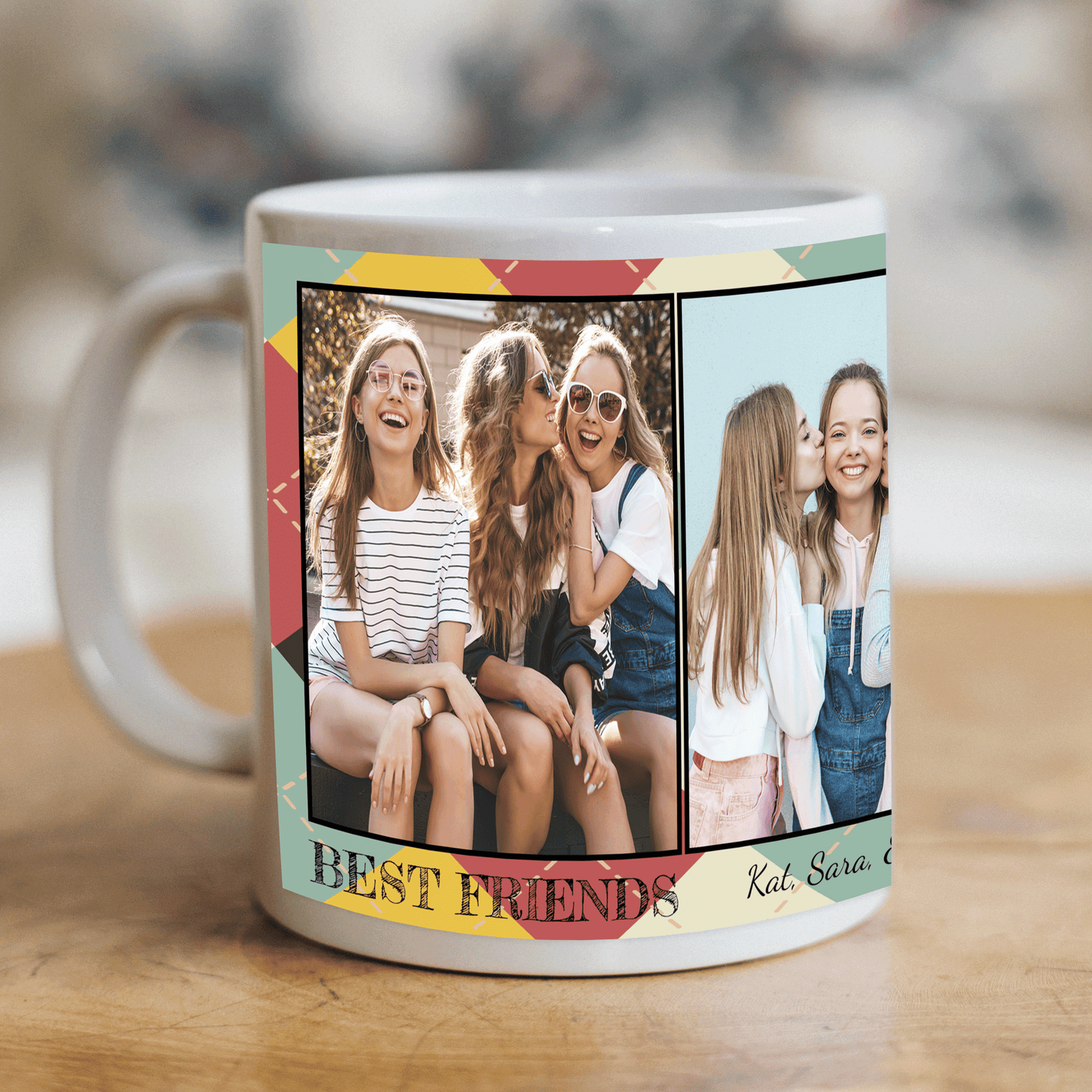 Custom Photo Mug - Trio and Special Messages (3 Images/1 Text)