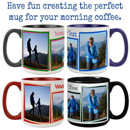 Jumbo 20 oz Photo Mug — 3 Double Framed Photos + Custom Text | Large Ceramic Gift