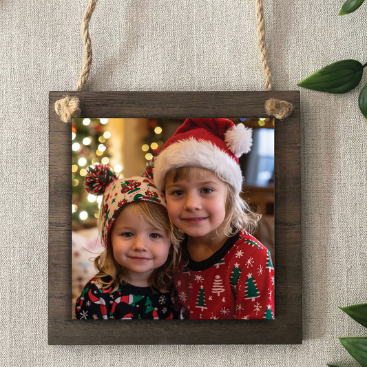 Dark Wood Square Ornament