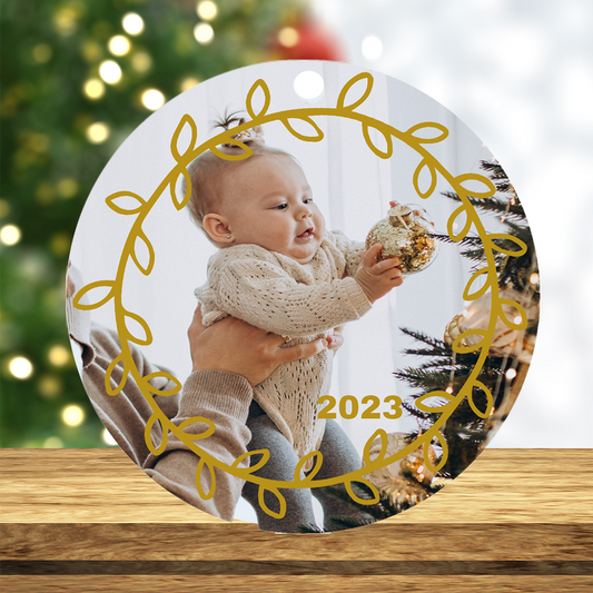 Custom Ornaments with Wreath Border - Personalized Festive Deco