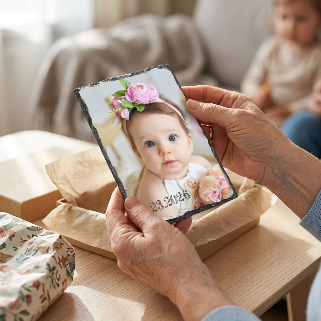 Small Personalized Photo Slate – 3.5"x5.5" Portrait Stone Keepsake