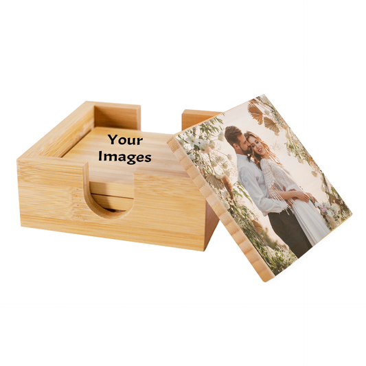 Bamboo Coaster Set - 4 Coasters and Holder