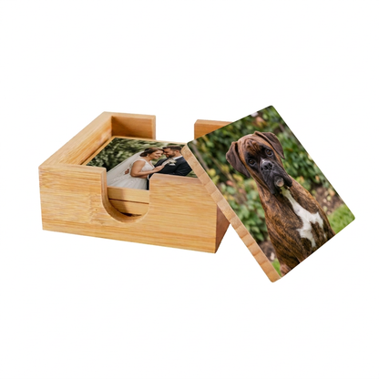 Bamboo Coaster Set - 4 Coasters and Holder