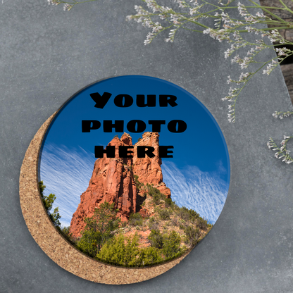 Set of 2 Ceramic Stone Coasters with Cork Back - Round 4.25"