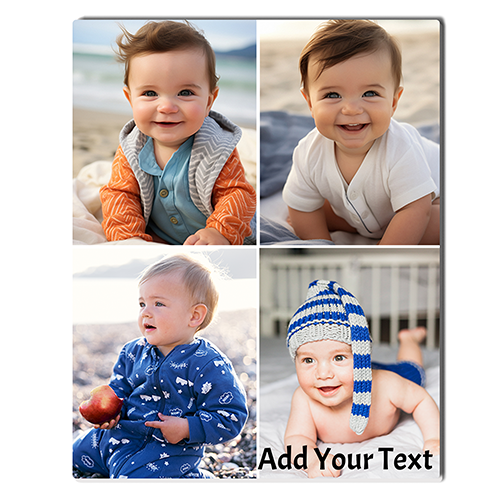 Personalized Acrylic Wall Art: 8x10 Portrait Collage of 4 Prints with Optional Text and Borders