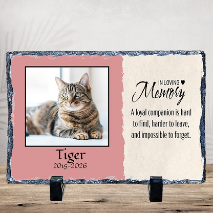 Large Pet Memorial Photo Slate – 7.5"x11.5" Personalized Dog & Cat Sympathy Gift