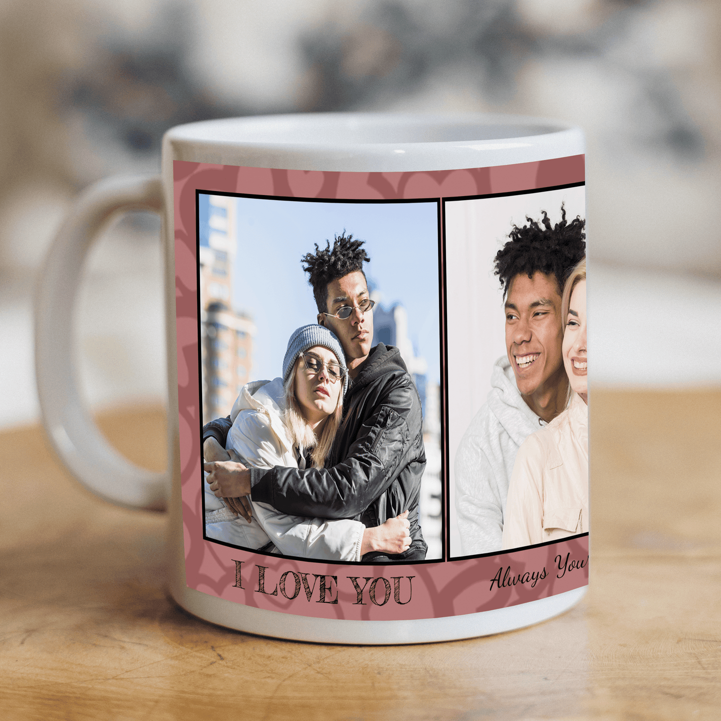 Custom Photo Mug - Trio and Special Messages (3 Images/1 Text)