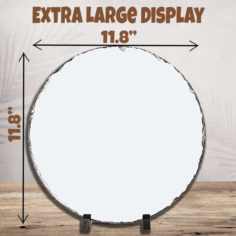 Personalized Photo Slate – Round 12" Diameter Custom Stone Picture Gift