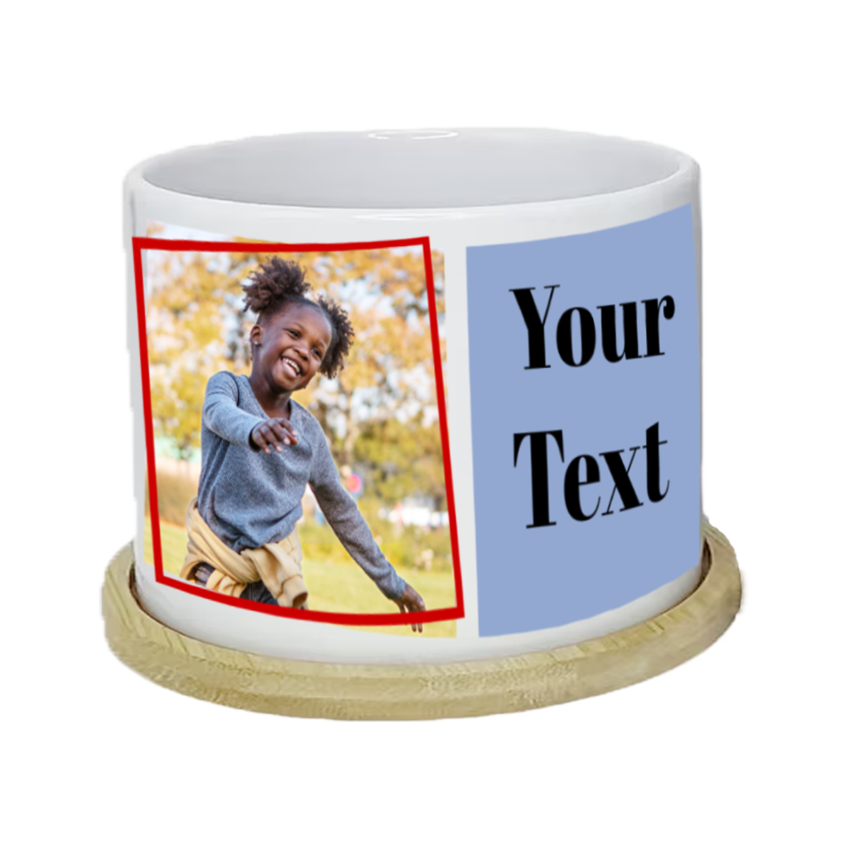 Small Personalized Custom Flower Pot: 4 Photos & 2 Text Boxes - Great Gift!